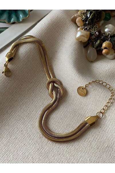 HEDİYEBOHÇAM Double Knot Model Steel Italian Chain Bracelet