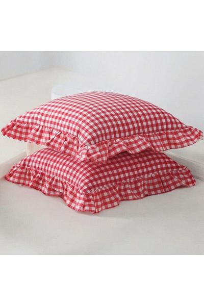 Erba kreasyon 100% linen Cotton Vintage Gingham frilly Bohemian Throw Pillow Cover