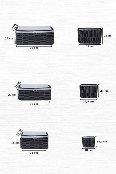 Nanteks Set of 6 Anthracite Zebra luggage Organizer Suitcase Organizer for Travel