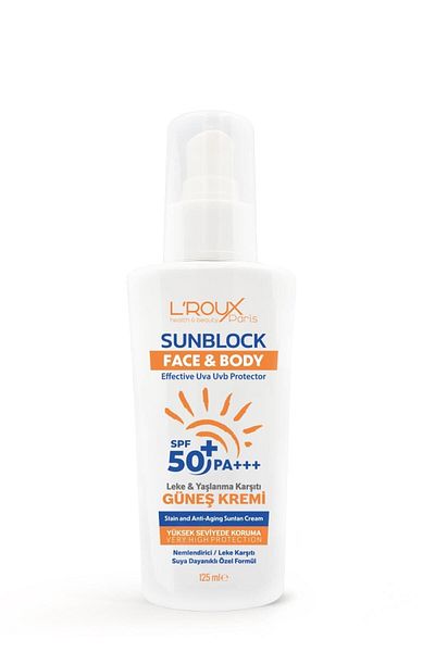 L'roux health & beauty Spf 50 Sun Cream - HiGh Protection and RejuvenatinG Effect, Anti-blemish and Anti-aGinG, 125 ml