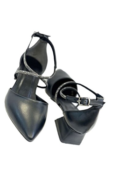 KAFKASLAR AYAKKABI Balerina Kafkas cu toc scurt cu detaliu în piatră