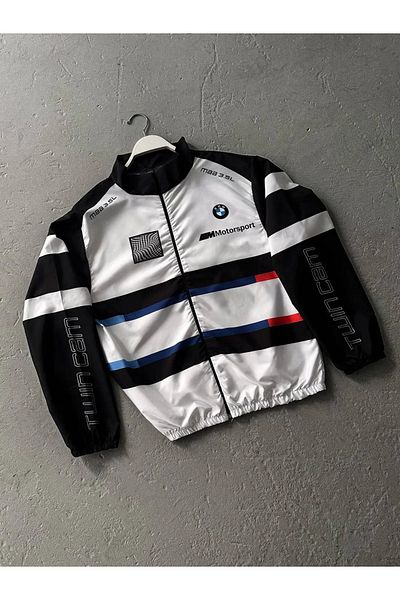 Lushen BMW //m Retro Unisex Black Digital Printed Oversize Raincoat - Parachute Fabric, Windbreaker