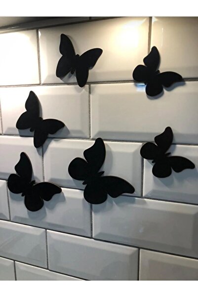 exalted hawk Dekoratif Ahşap 6'lı Kelebek Duvar Süsü