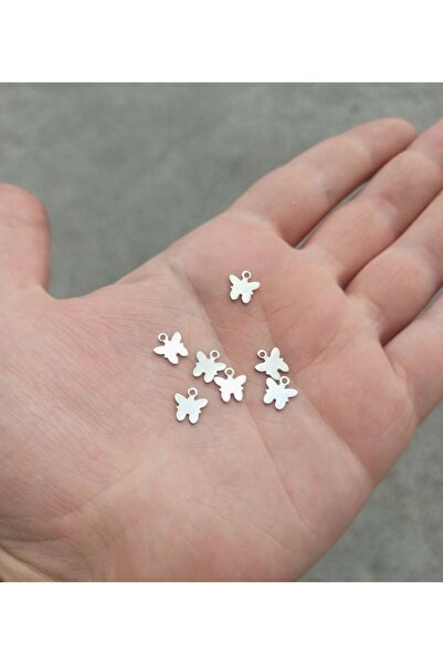 Flower 50 Adet - 8x9 Mm Kolye Ucu Kelebek, Charm Kolye Ucu Kelebek Küpe Ucu Kelebek Halhal Uc Nikel Kaplama
