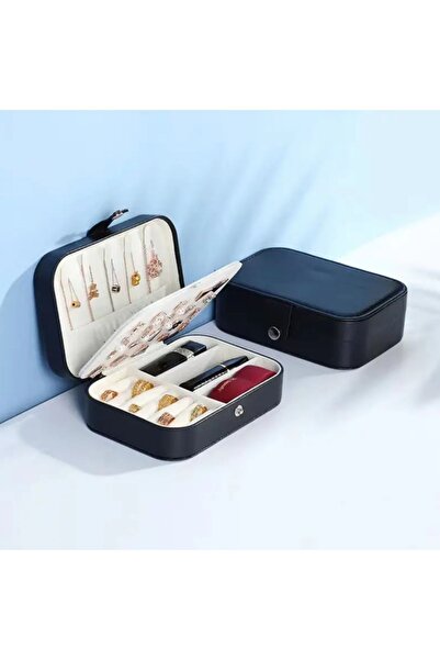 GIFT حقيبة تنظيم المجوهرات متعددة الأغراض للقلادة والأقراط والخواتم - أسود