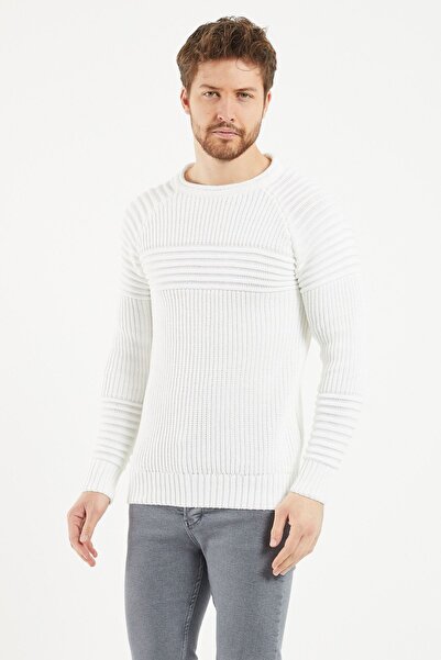 Tarz Cool Men's White Knitwear Sweater -trzcm28888r06