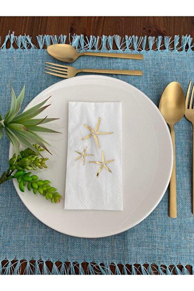 kidspartim منديل نجم البحر الأبيض المطلي بالذهب