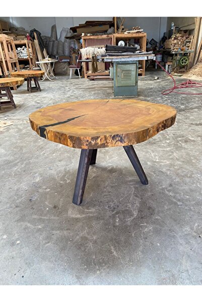 EMEL AHŞAP Doğal  Kütük Ahşap Orta Sehpa, 90cm