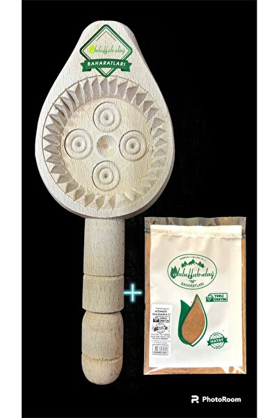 Hacıoğlu baharat Hatay Yöresel Ahşap Tahta Pasta Kömbe Kerebiç Kalıbı + 24 gr...