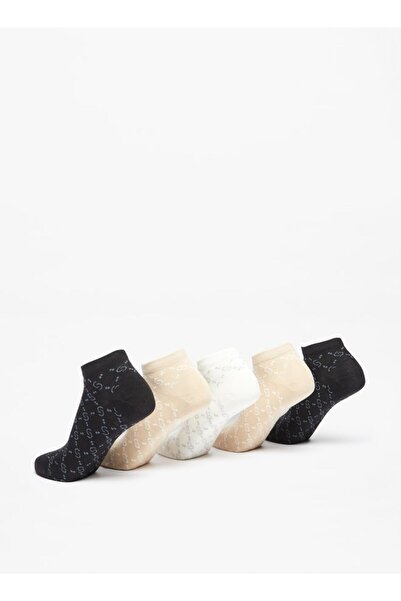 Celeste Logo Detail Ankle Length Non Terry Socks - Set of 5