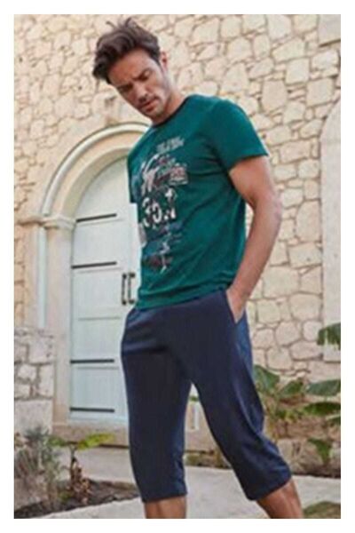 Feyza Pijama Erkek Yeşil Kapri Pijama Takım