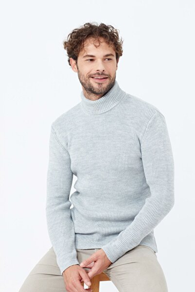 Tarz Cool Сірий светр з рибальським коміром -trzcm7781r01