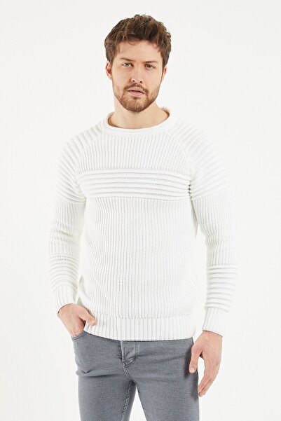 Tarz Cool Men's White Knitwear Sweater -trzcm28888r06