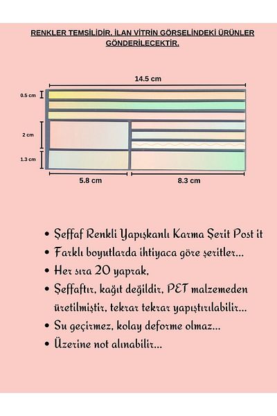 EZOSHOP Post-It Note Paper - Clear Color, Mixed Stripe, Sticky 2