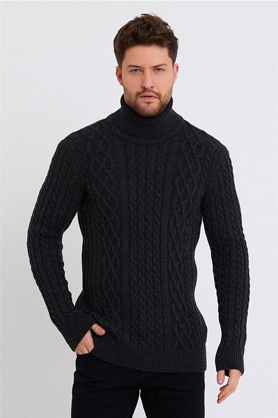 Tarz Cool Ανδρικό Smoked Knit Turtleneck Turtleneck Pullover-trz8152r10s