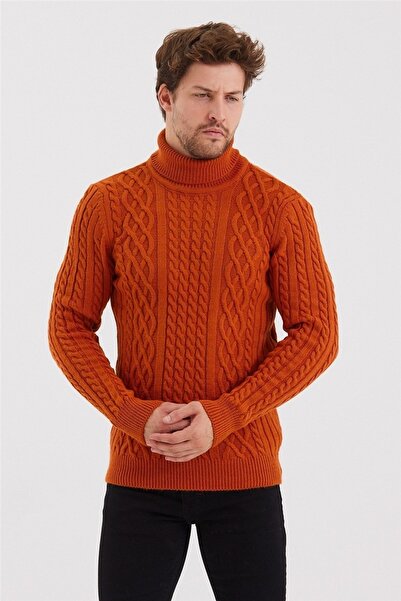 Tarz Cool Ανδρικό πλεκτό πουλόβερ με μοτίβο Tile Knit-trz8152r04s