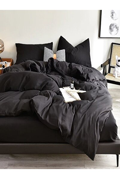 uykulife home collection UYKULIFE Set cuvertură dublă neagră simplă