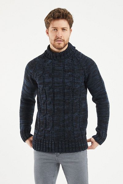 Tarz Cool Ανδρικό πλεκτό πουλόβερ Navy μπλε-μαύρο -trzcm3418r09