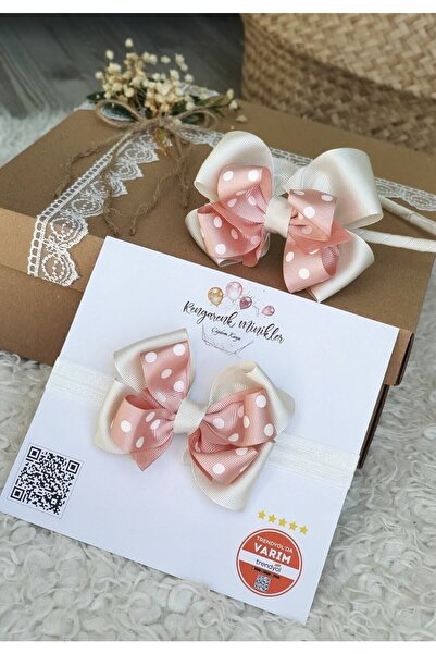 çiğdem kaya design Set Coroană pentru Mamă și Bebeluş cu Panglică cu Buline D...