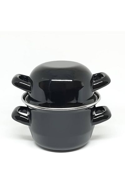 Avşar Enamel House - 14 cm Black Mini Midyé Pot