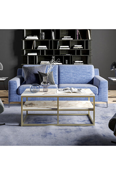 Decorotika FORTEAUS ORTA SEHPA GOLD BEYAZ