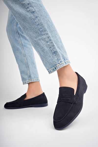 Deripabuc Navy Blue Suede Men's Leather Casual Shoes - Mrd25-0530-l