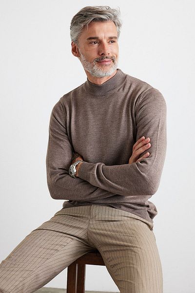 Livio Ferri Men's Slim Fit Slim Fit Half Turtleneck Turtleneck Knitwear Sweater