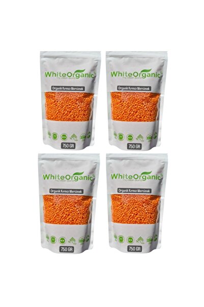 White Organic Organik Kırmızı Mercimek 750 Gr 4 Adet Anadolu Yerli Mercimek