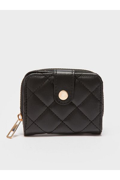 LC Waikiki Lcw Eco Black Quilted Leather Look Women's Wallet