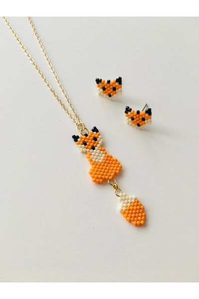 elamindunyasi Handmade Miyuki Fox Necklace And Earrings Jewelry