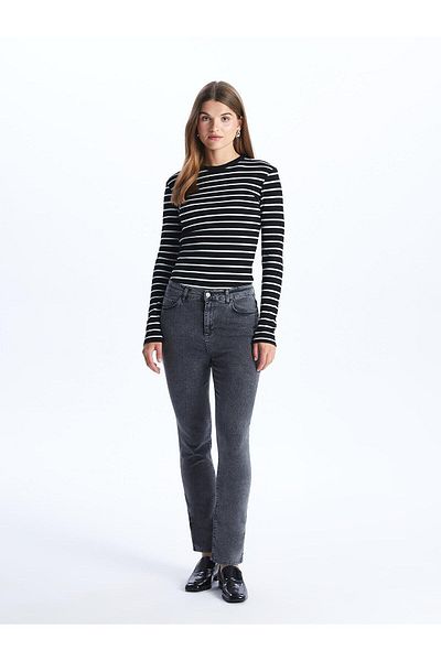 LC Waikiki Γυναικείο τζιν παντελόνι σκούρο γκρι Slim Fit - Classic Wash
