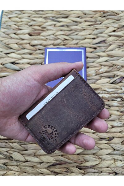 Westpolo موديل 1026 حامل بطاقات من الجلد الطبيعي للجنسين