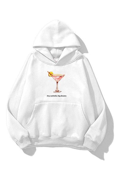 Trendiz Λευκό φούτερ Unisex - Tiny Cocktails Big Dreams