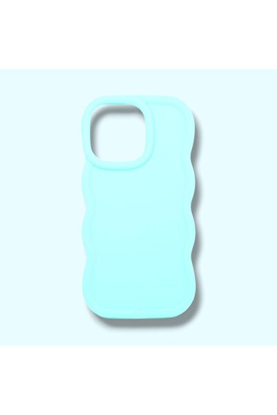 Turkuaz IPHONE 15 PRO; KENARI DALGALI, DARBE ÖNLEYİCİ LÜKS SİLİKON KILIF
