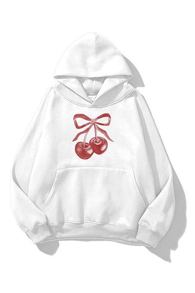 Trendiz Λευκό φούτερ Unisex Cherry Ribbon Tram