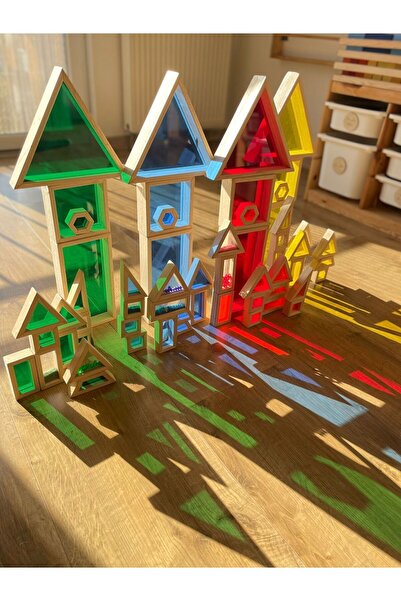 ROOT WOODEN TOYS Waldorf Ahşap Oyuncak 60 Parça Rainbow Bloklar