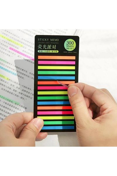 NaSaDAN Transparent Sticky Postit Note - Neon Tones, 300 Sheets