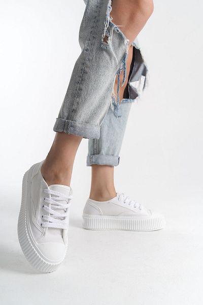 SEEM & BE Roma Women's White Sneakers - Casual Fabric Shoes