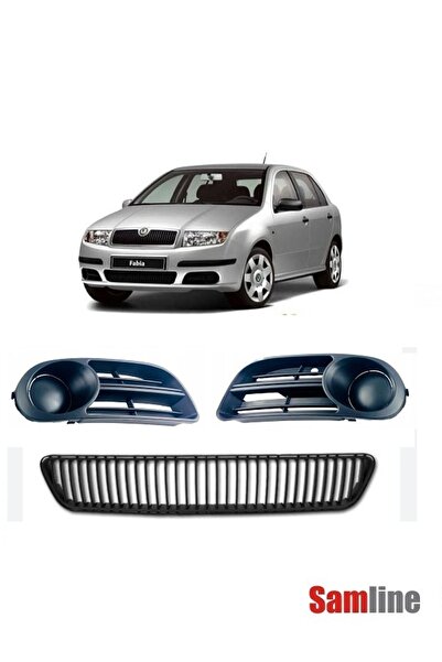 İthal Skoda Fabıa 2005-2007 Tampon Orta ızgarası ve Sağ Sol Sis Kapağı (Sis f...