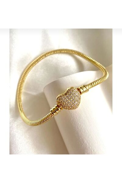 Galaxy Kalp Desen Taşlı Çelik Charm Bileklik