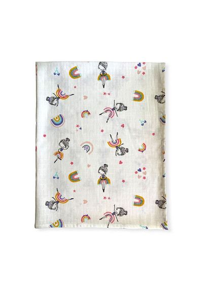 Mutlu Gün Marketi 80x80cm Muslin Baby Blanket - Newborn 100% Cotton, Oeko-tex Certified, Ballerina Figure
