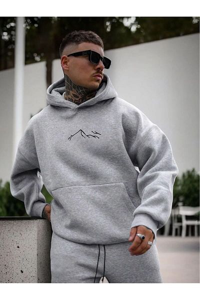 BENROMA Unisex Oversize Sweat - Mountain Printed