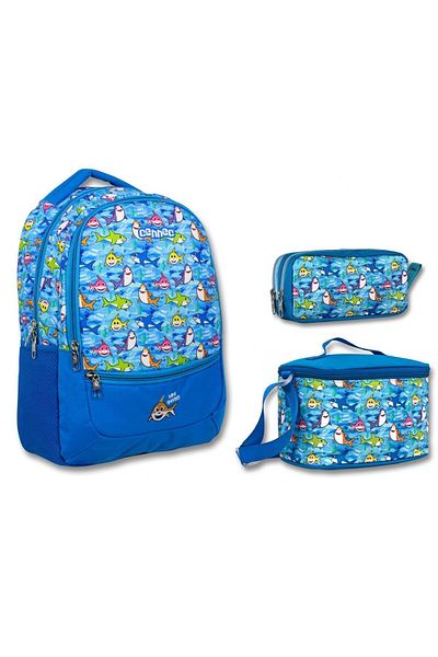 ÜMİT ÇANTA Set rucsac pentru școala primară Cennec Blue Fishes - Băiat