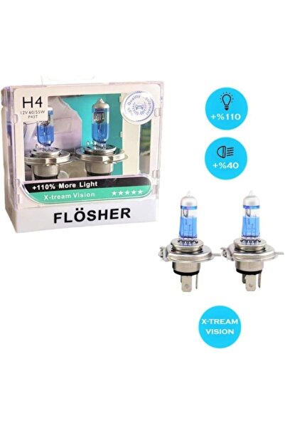 FLÖSHER H4 X-tream Vision More Light +110 Fazla Işık Ampul Seti