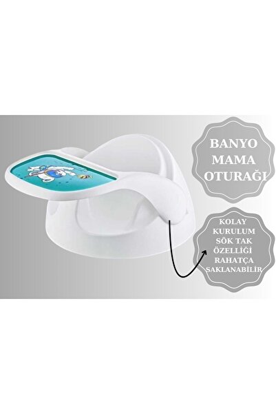 Zuu Baby Bebek Banyo Oturağı - Bebek Mama Oturağı - Bel Destekli Özer Beyaz