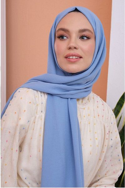 Mides scarf Hijab Cotton Kraş Cazz Shawl Model-baby Blue