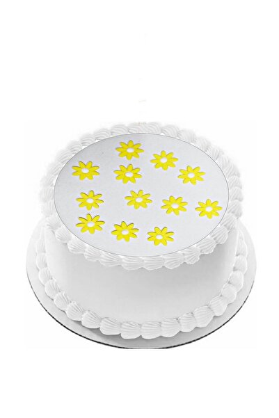 Pasta9 Pasta Tamamlayıcı Süs Şeker Hamurundan Sarı Papatya Modeli