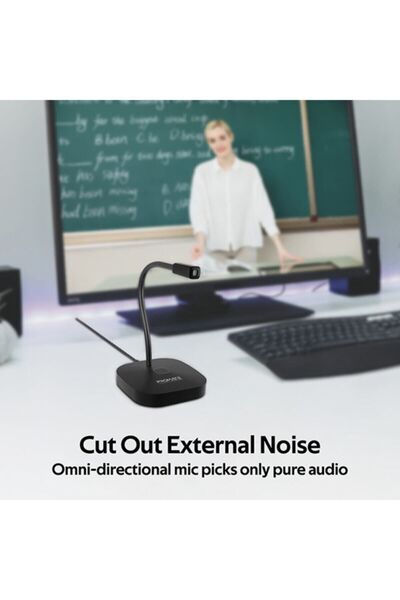 Promate Mikrofon Pc Laptop Için Esnek, Hd Kayıt Usb Giriş Dokunmatik Led Gösterge Oyun Ve Kayıt Için Siyah