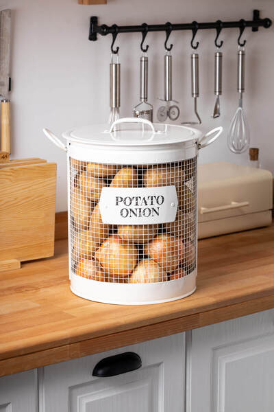 FH finehome Marta Telli Patates Soğan Saklama Kabı Beyaz