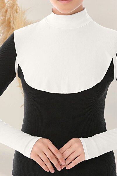 Sonbaharmoda Ecru Color Women's Hijab Clothing Set of 2 - Combed Cotton Sleeves and Neck Collar